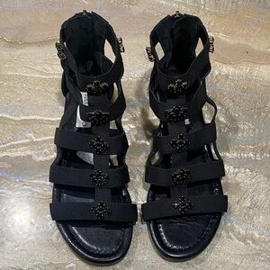 Jimmy Choo Black Elastic Embellished Gladiator Sandals Women’s 38